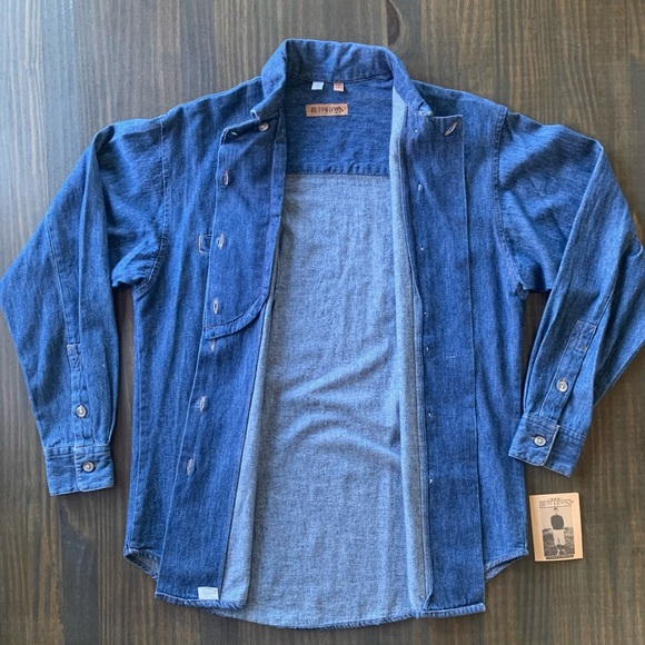 Ruff Hewen Blue Denimn Long Sleeve Shirt / Jacket Made In USA - Picture 5 of 6